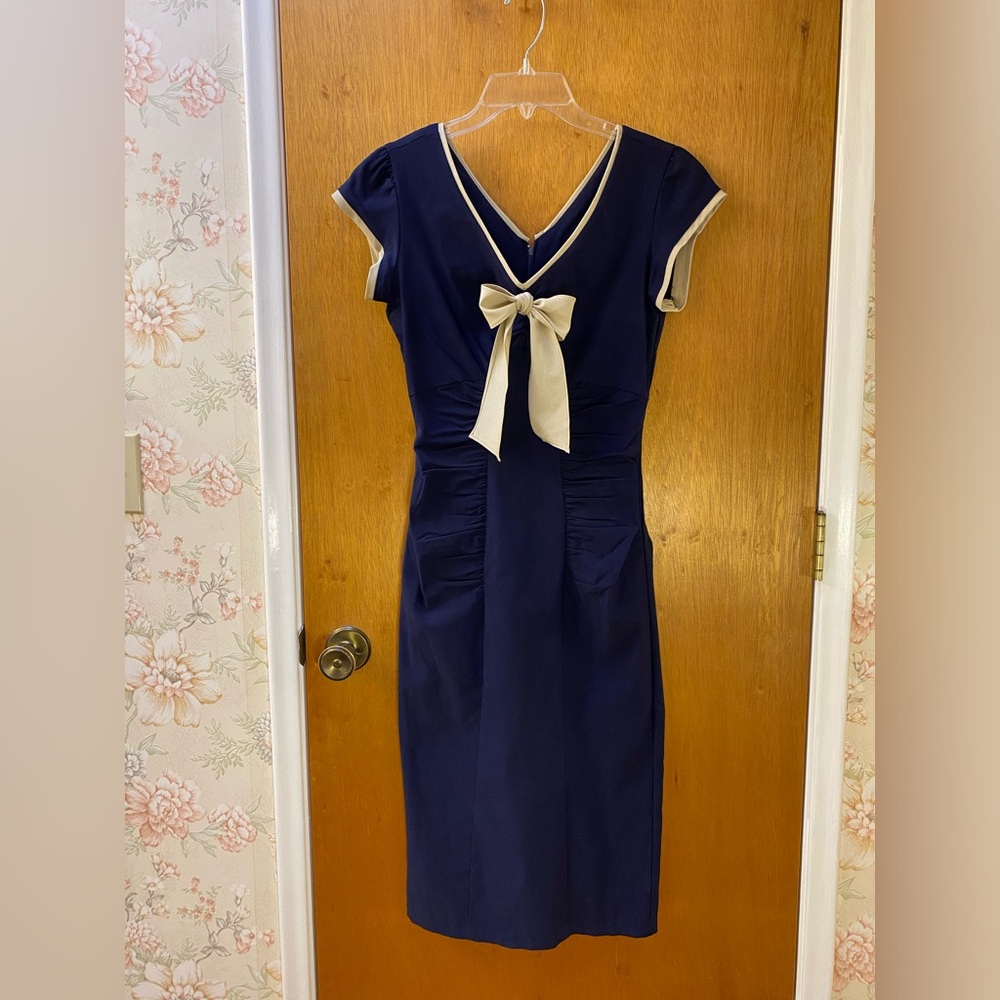 Stop Staring Newport Pencil Dress Navy rockabilly wiggle dress